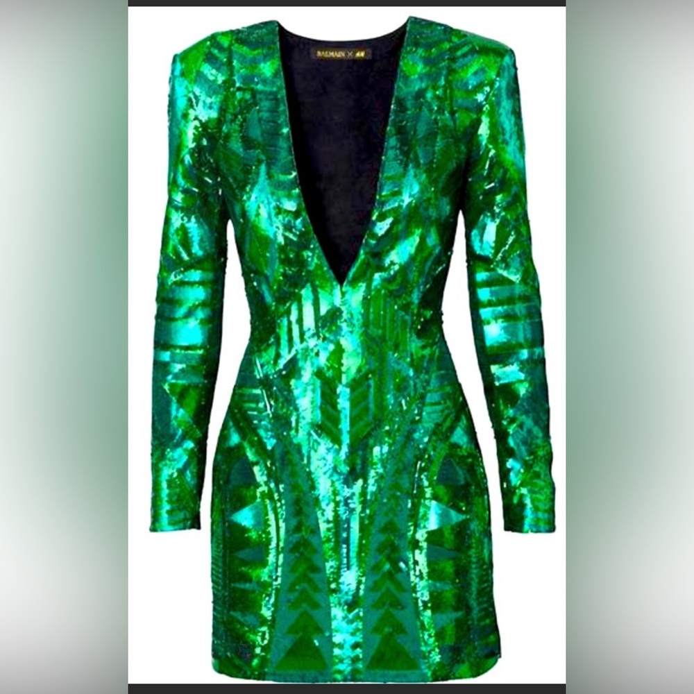 Balmain x H&M Green Sequin Dress